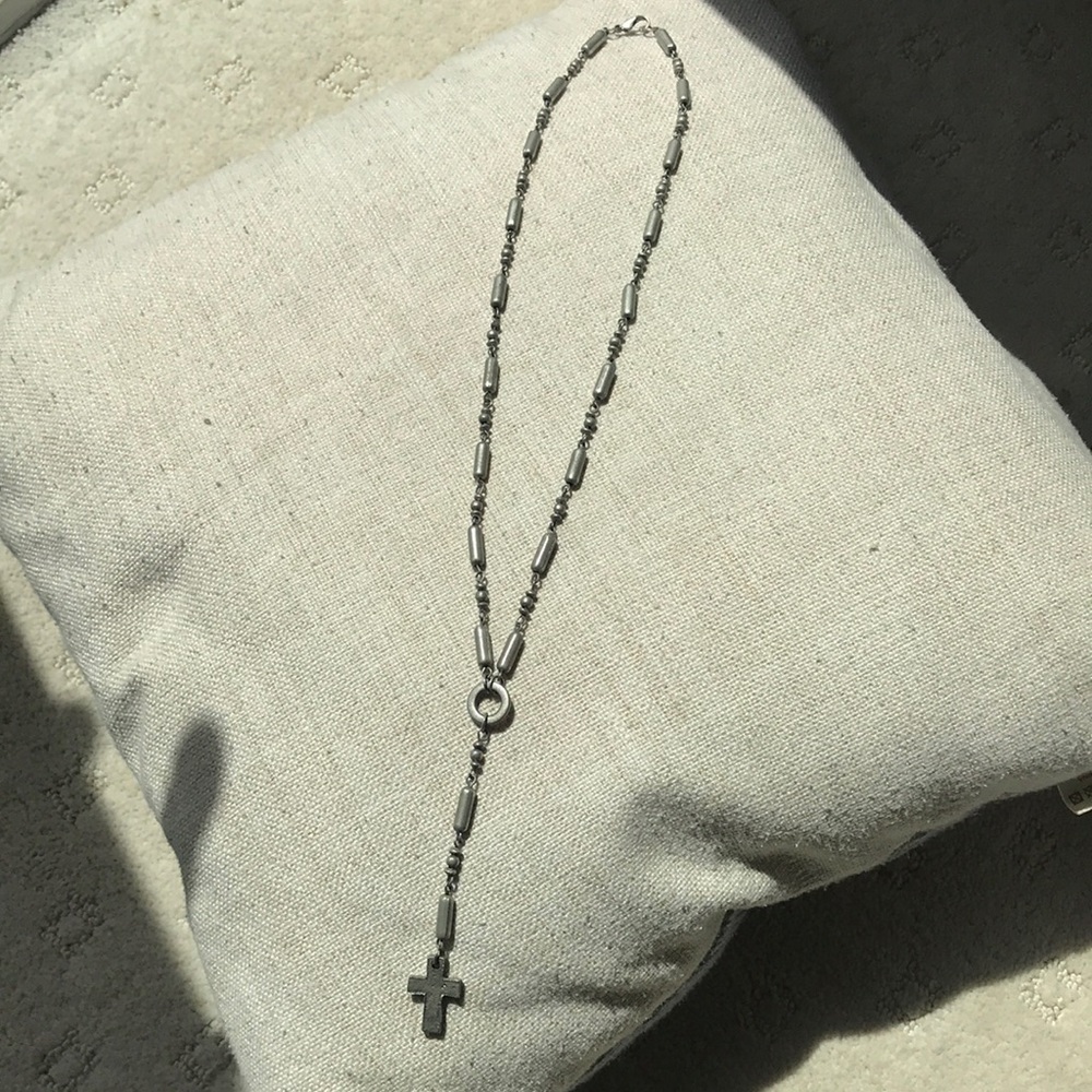 G By Guess Silver Rosary Necklace